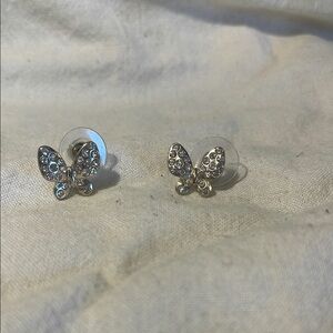 Elegant Silver Butterfly Stud Earrings
